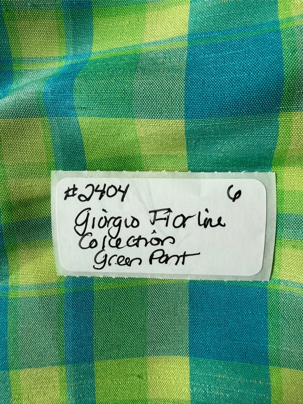 Georgio Fiorlini Green & Blue Plaid Pants. Size 6 - Picture 8 of 8